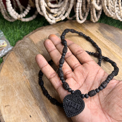 Original Black Tulsi Mala – 2 Round | Radha Naam Beads | Shree Radha Naam Locket | Natural Tulsi Kanthi Mala
