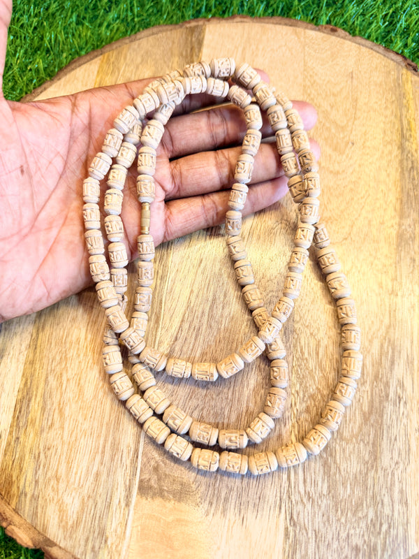 Handmade Radha Naam Beads 3 Round Original Tulsi Kanthi Mala | Natural Tulsi Necklace | Pyaro Vrindavan Store