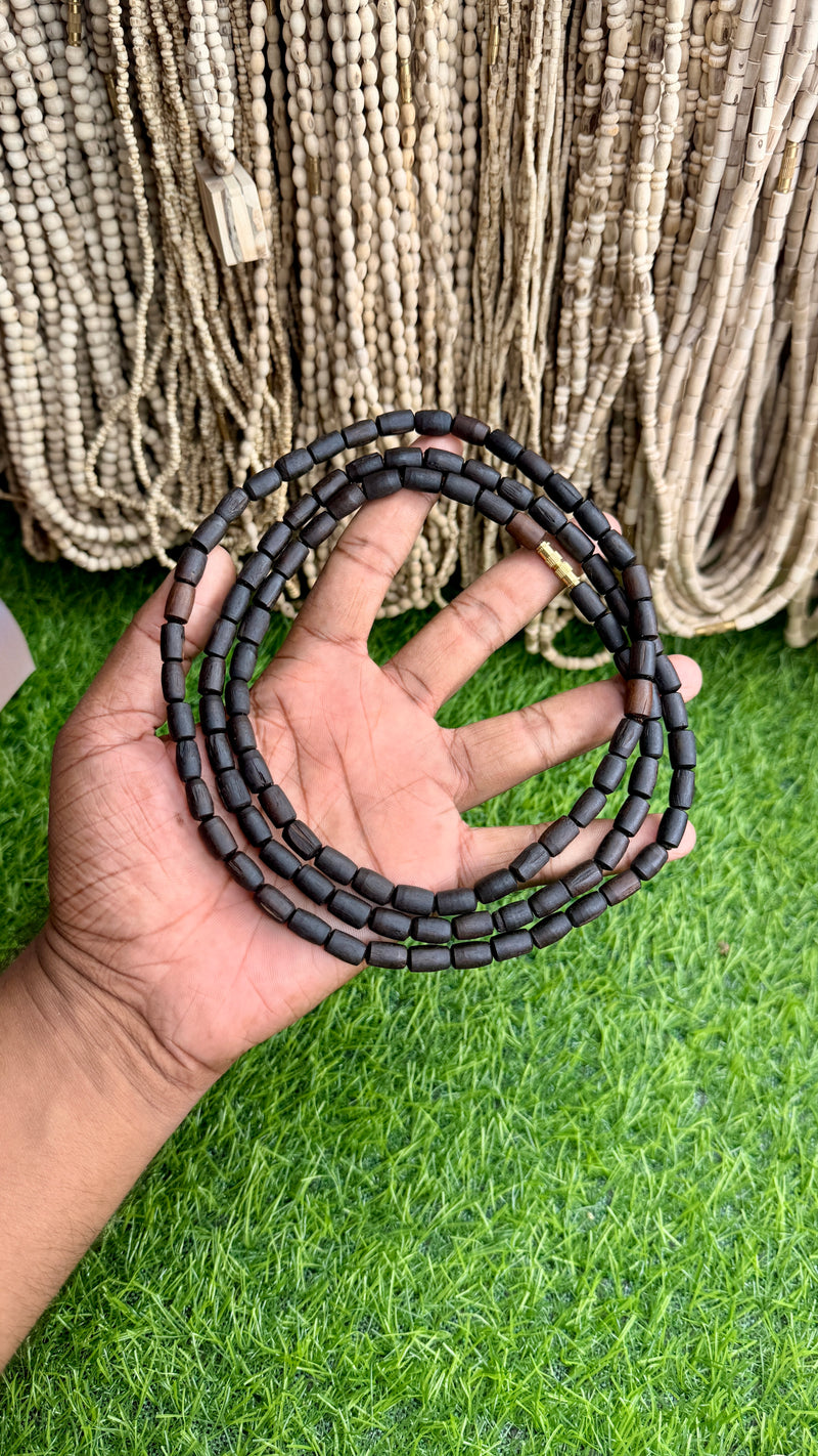 Original Black Tulsi Kanthi Mala – 3 Round | Natural Tulsi Wood Beads | Spiritual Mala