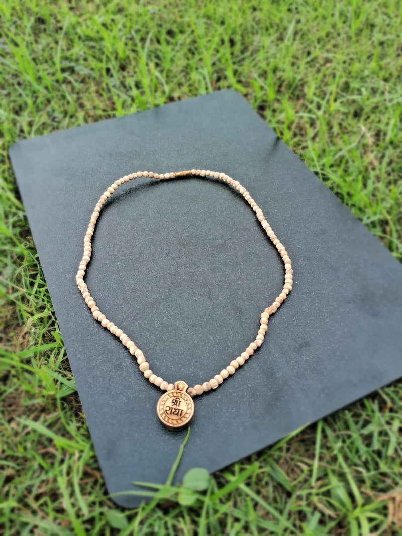 shree radha name tulsi locket mala