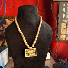 Shree Radha Naam & Radha rani Charan Bhaktmar Tulsi Locate & Radha naam handcrafted Tulsi beats original Tulsi Mala ￼(18 Inch )
