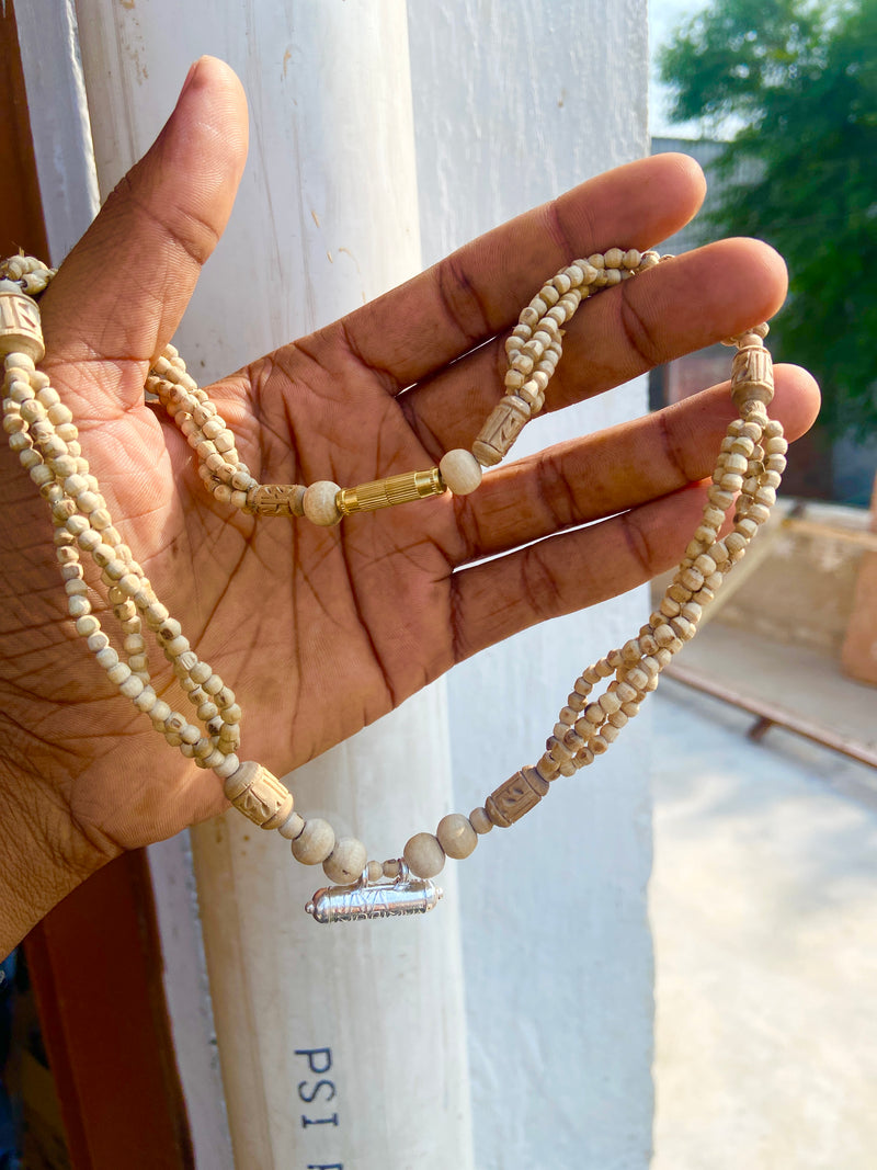 Silver Kavch Fill With Brajraj and 4 Layers Original Tulsi 🌿 Mala ( 18 Inch ) pyarovrindavanstore