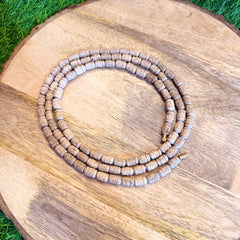 Handmade Radha Naam Beads 3 Round Original Tulsi Kanthi Mala | Natural Tulsi Necklace | Pyaro Vrindavan Store