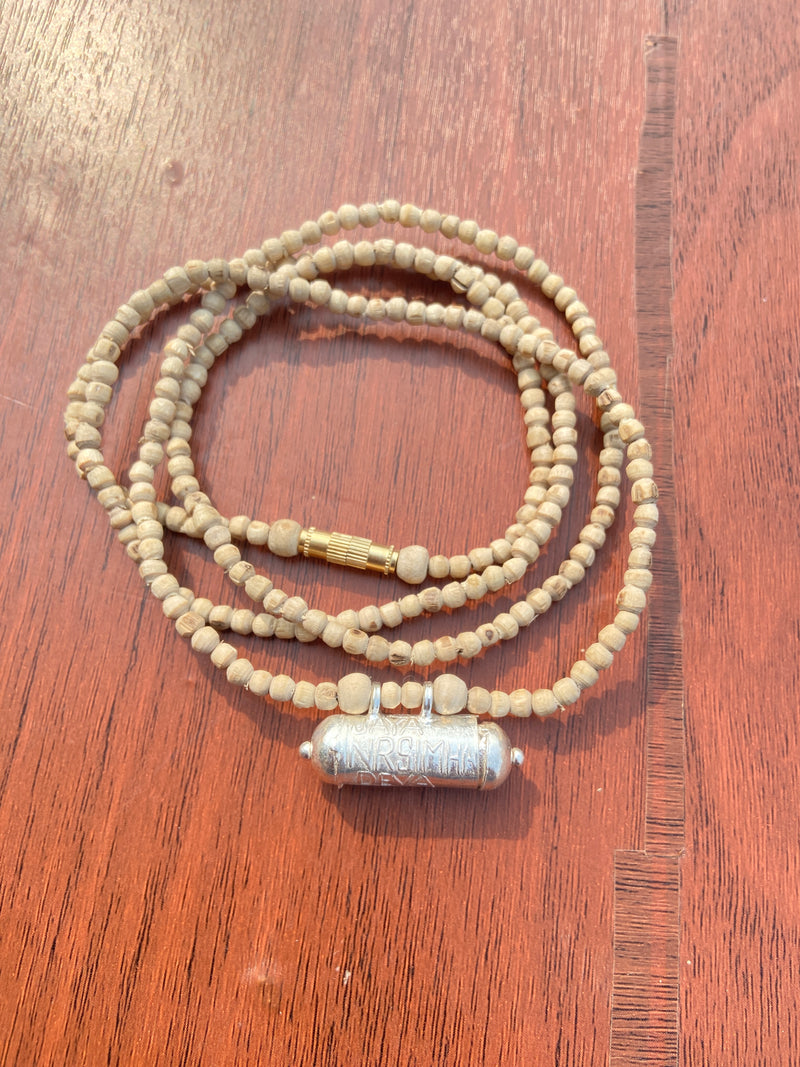 2 Round Silver Kavch Fill Brajraj &Barik Kanthi Mala (32 Inch) Original Tulsi mala   pyarovrindavanstore￼