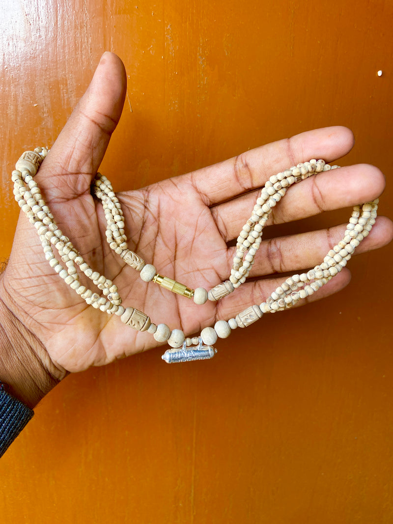 Silver Kavch Fill With Brajraj and 4 Layers Original Tulsi 🌿 Mala ( 18 Inch ) pyarovrindavanstore