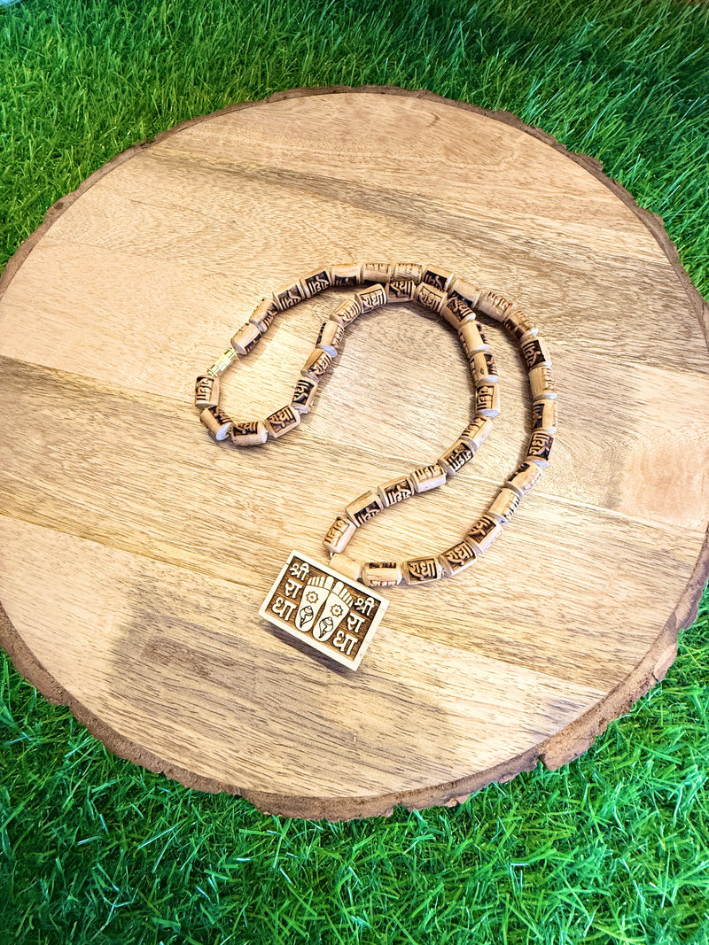 Shri Radha Charan Bhaktmal Tulsi Locket & Radha Naam Beads Original Tulsi Kanthi Mala | Pyaro Vrindavan Store