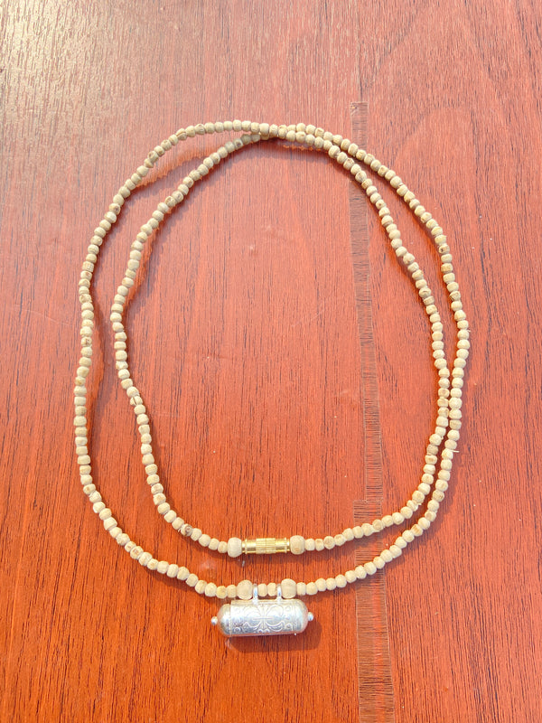 2 Round Silver Kavch Fill Brajraj &Barik Kanthi Mala (32 Inch) Original Tulsi mala   pyarovrindavanstore￼