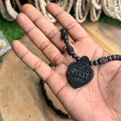 Original Black Tulsi Mala – 2 Round | Radha Naam Beads | Shree Radha Naam Locket | Natural Tulsi Kanthi Mala