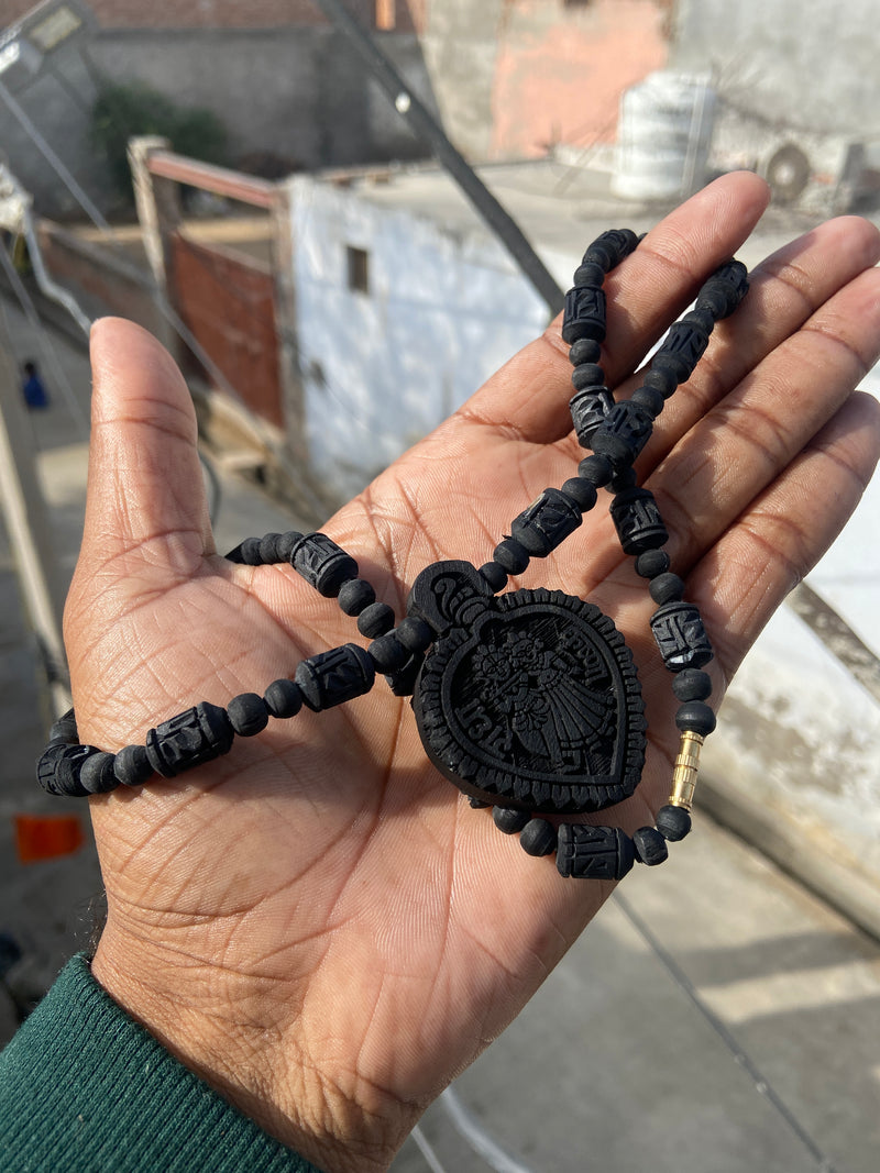 Radhakrishnan Tulsi 🌿 Black  Locket & Radha naam handmade tulsi Black beats (18 inch )