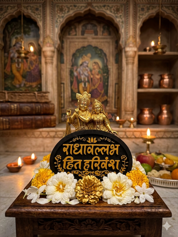 Kudamb Wood Shree radahavallabh shree harivansh naam sava [4 inch]