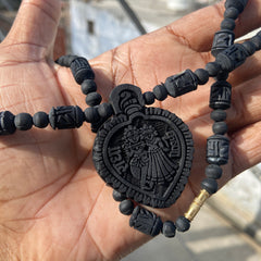 Radhakrishnan Tulsi 🌿 Black  Locket & Radha naam handmade tulsi Black beats (18 inch )