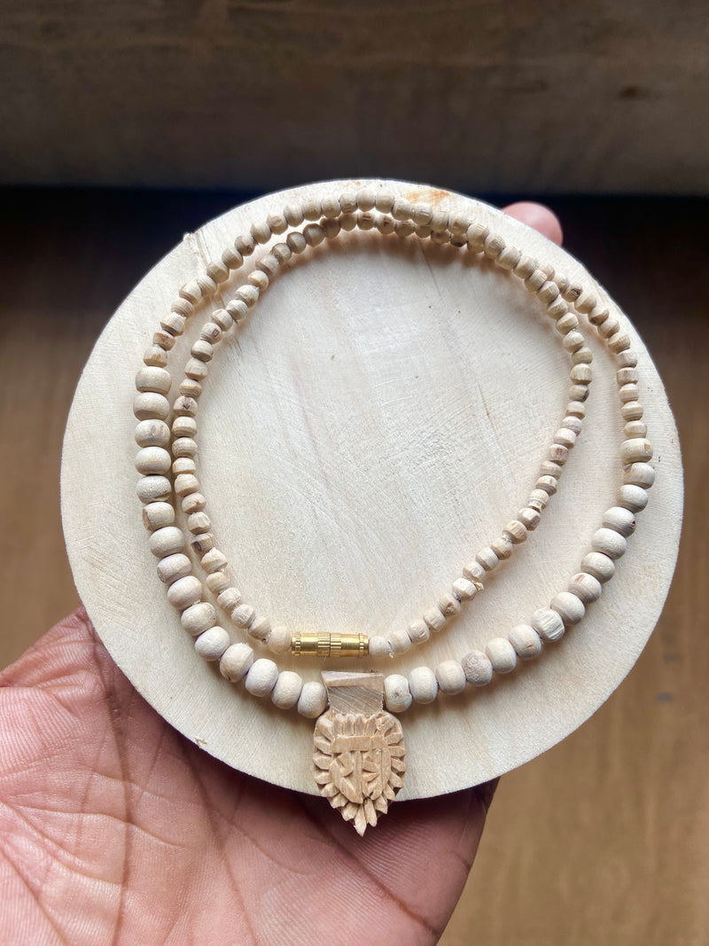 Radha Small Handemade Tulsi 🌿 Locket Round Beads And Barik Beads Kanthi Mala ( 18 inch ) original Tulsi Mala ￼