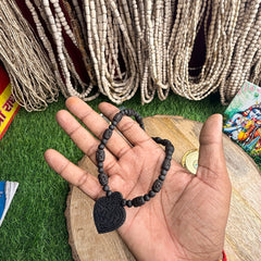 Original Black Tulsi Mala – 2 Round | Radha Naam Beads | Shree Radha Naam Locket | Natural Tulsi Kanthi Mala