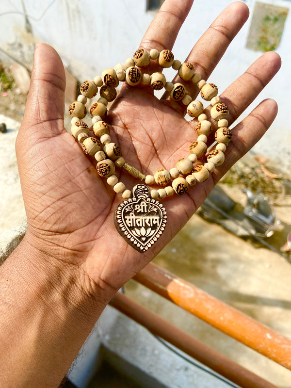 Shree Sitaramlocate and ram name Beads original Tulsi Mala ￼( 18 inch )