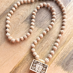 Shree Radha Naam & Radha Ji Charan Chinh Bhaktmal Locket Handmade Original Tulsi Mala | Pyaro Vrindavan Store