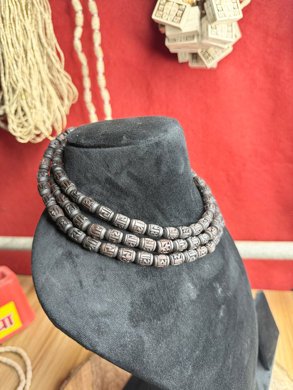3 Round Radha naam black beads original tulsi Kanthi mala