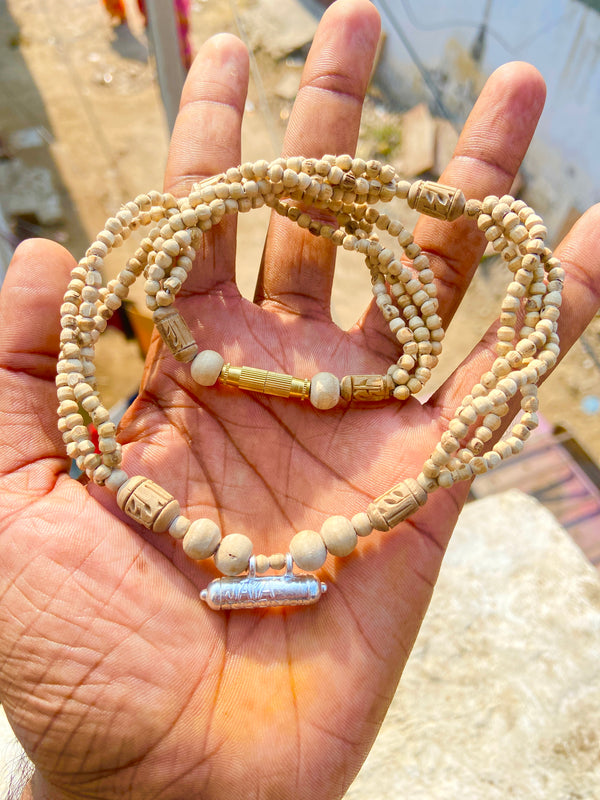 Silver Kavch Fill With Brajraj and 4 Layers Original Tulsi 🌿 Mala ( 18 Inch ) pyarovrindavanstore
