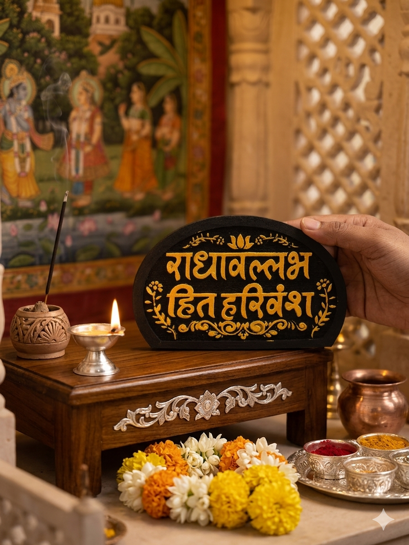 Kudamb Wood Shree radahavallabh shree harivansh naam sava [4 inch]