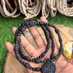 Original Black Tulsi Mala – 2 Round | Radha Naam Beads | Shree Radha Naam Locket | Natural Tulsi Kanthi Mala