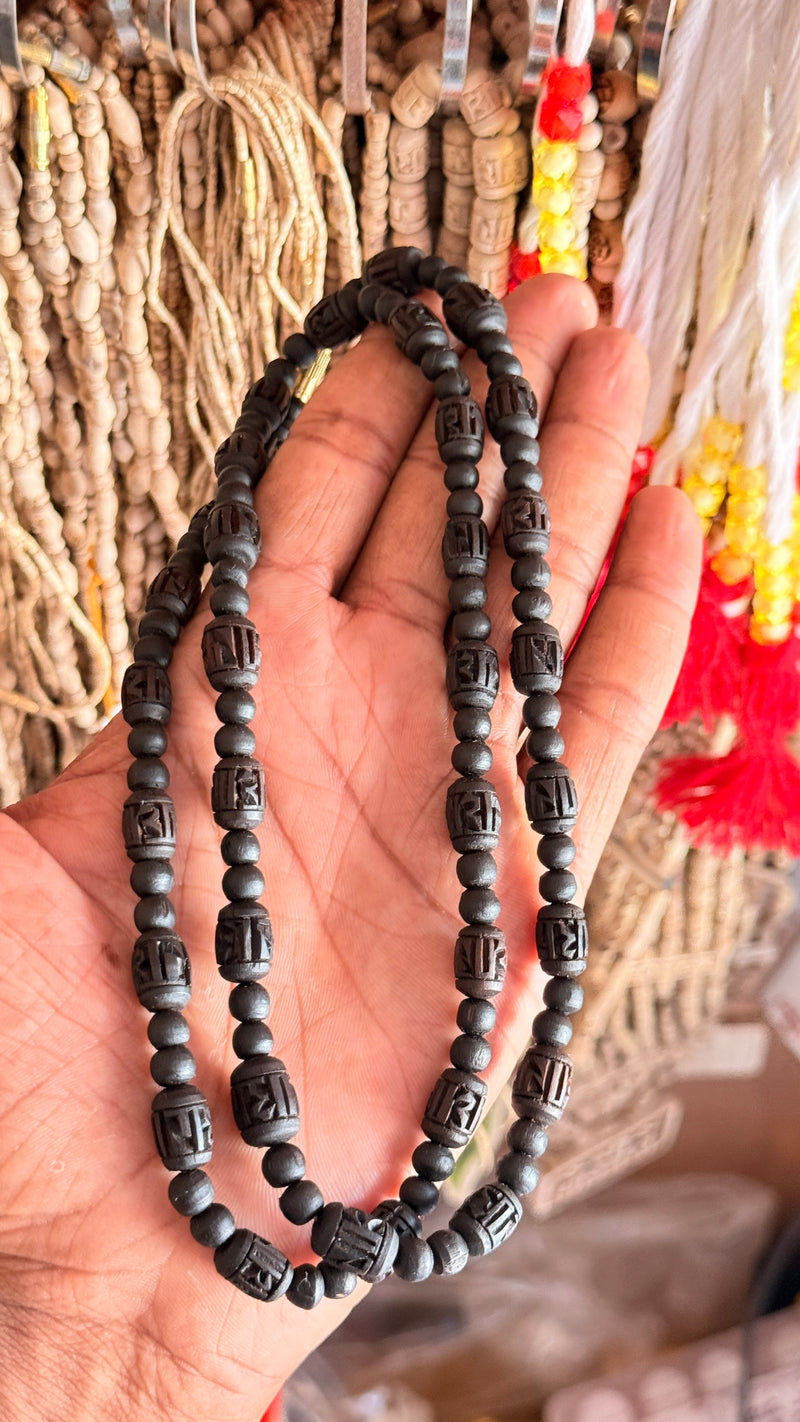 2 Round Radha naam Black beads Original Tulsi kanthi mala tulsimala