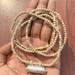 2 Round Silver Kavch Fill Brajraj &Barik Kanthi Mala (32 Inch) Original Tulsi mala   pyarovrindavanstore￼
