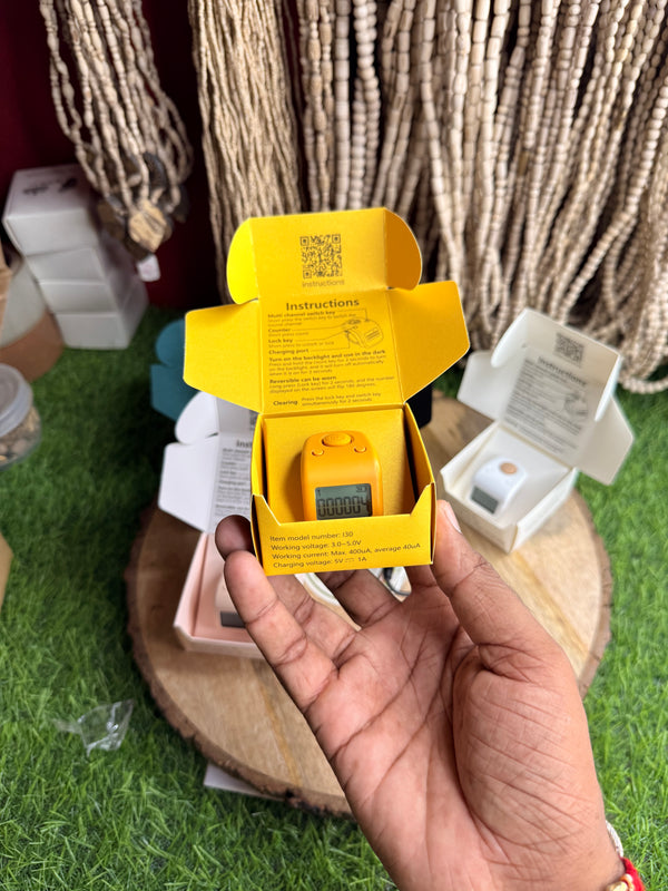 Rechargeable Digital Japa Counter Machine – 60 Lakh Counting | Noise-Less Naam Japa Counter | Type-C Charging | Radha Naam, Hare Krishna & Ram Naam