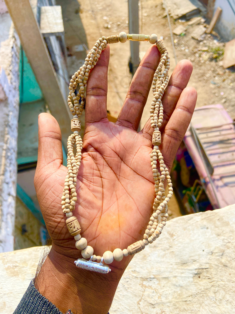 Silver Kavch Fill With Brajraj and 4 Layers Original Tulsi 🌿 Mala ( 18 Inch ) pyarovrindavanstore