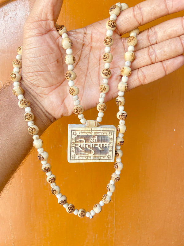 Shree Sitaram Bhaktmaal With Ram name Beads original Tulsi Mala ( 24 Inch )