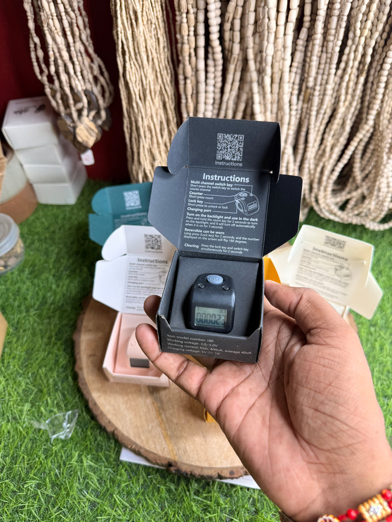 Rechargeable Digital Japa Counter Machine – 60 Lakh Counting | Noise-Less Naam Japa Counter | Type-C Charging | Radha Naam, Hare Krishna & Ram Naam