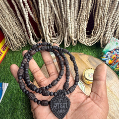 Original Black Tulsi Mala – 2 Round | Radha Naam Beads | Shree Radha Naam Locket | Natural Tulsi Kanthi Mala