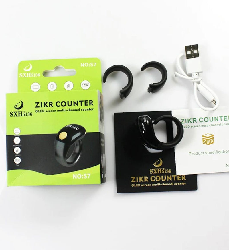 Zikr S7 OLED HD screen tally counter with Type C charging and cable