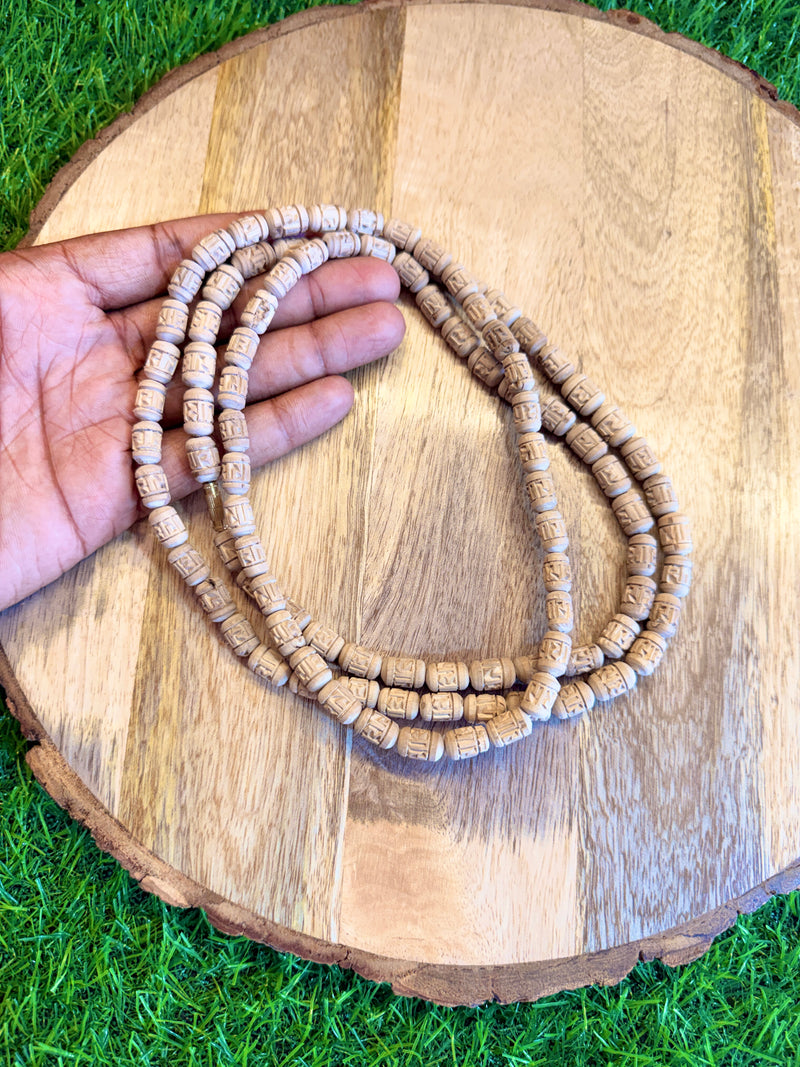 Handmade Radha Naam Beads 3 Round Original Tulsi Kanthi Mala | Natural Tulsi Necklace | Pyaro Vrindavan Store