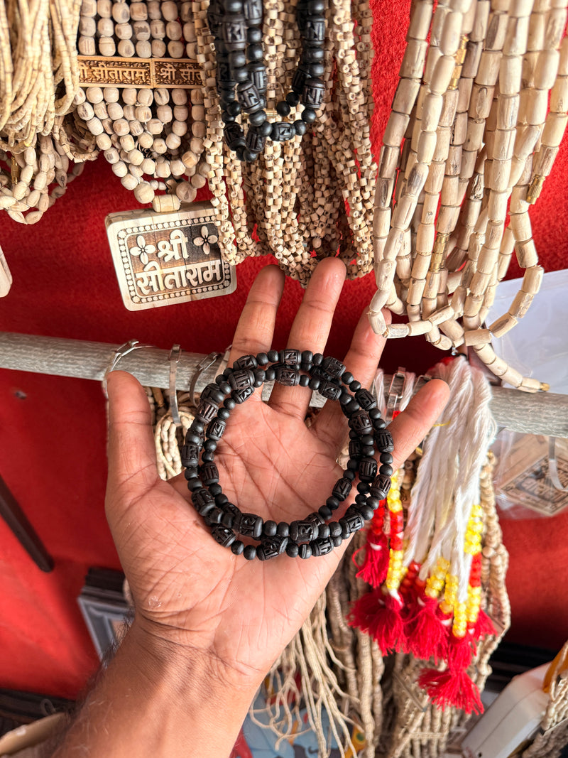 2 Round Radha naam Black beads Original Tulsi kanthi mala tulsimala