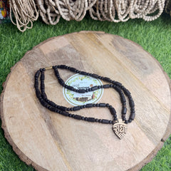 Shree Radha Naam tulsi lockit & 2 Round black long& round beads original tulsi mala