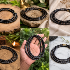Original Black Tulsi Kanthi Mala – 3 Round | Natural Tulsi Wood Beads | Spiritual Mala