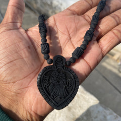 Radhakrishnan Tulsi 🌿 Black  Locket & Radha naam handmade tulsi Black beats (18 inch )