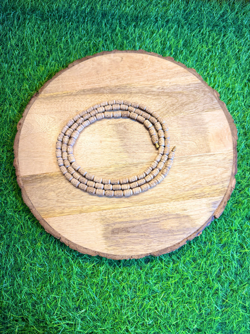 Handmade Radha Naam Beads 3 Round Original Tulsi Kanthi Mala | Natural Tulsi Necklace | Pyaro Vrindavan Store