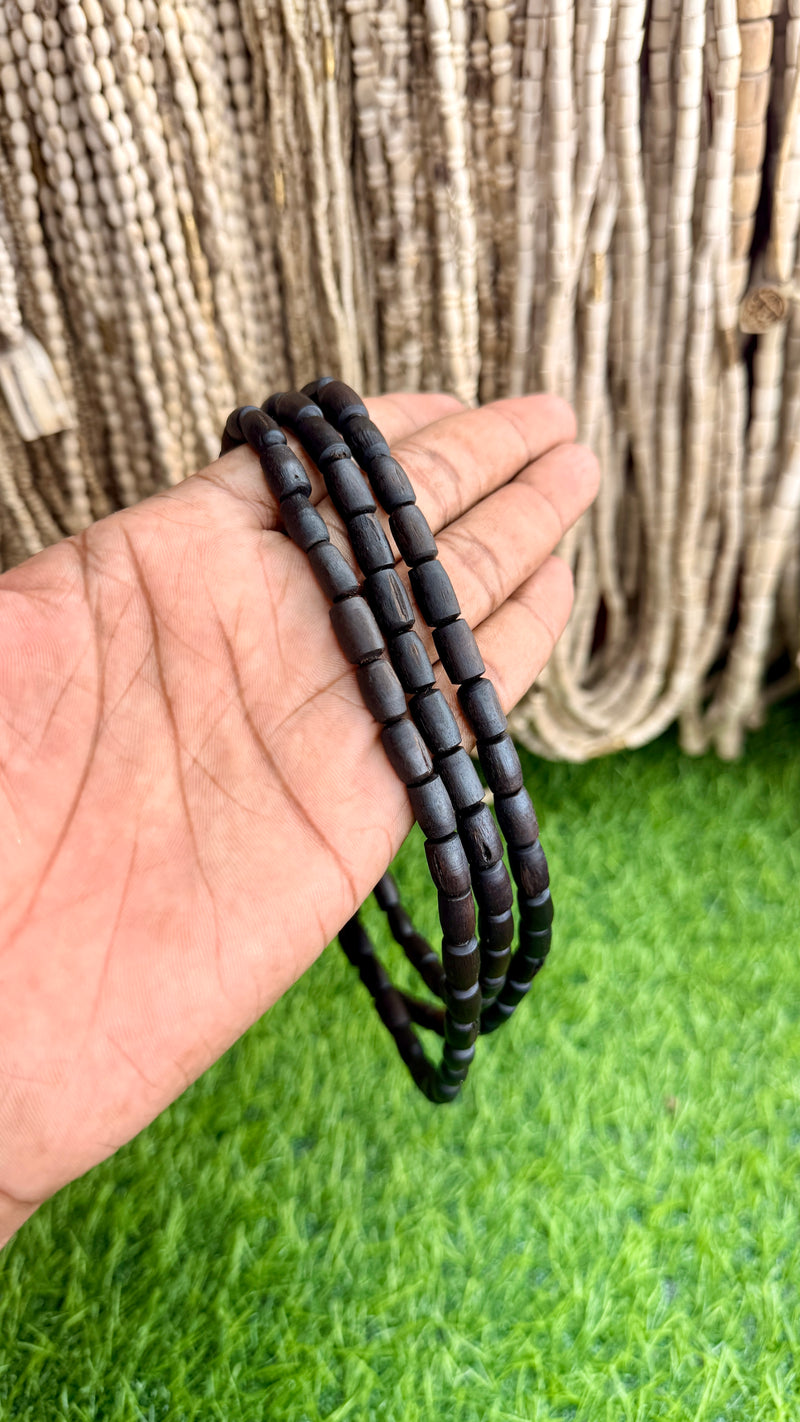 Original Black Tulsi Kanthi Mala – 3 Round | Natural Tulsi Wood Beads | Spiritual Mala