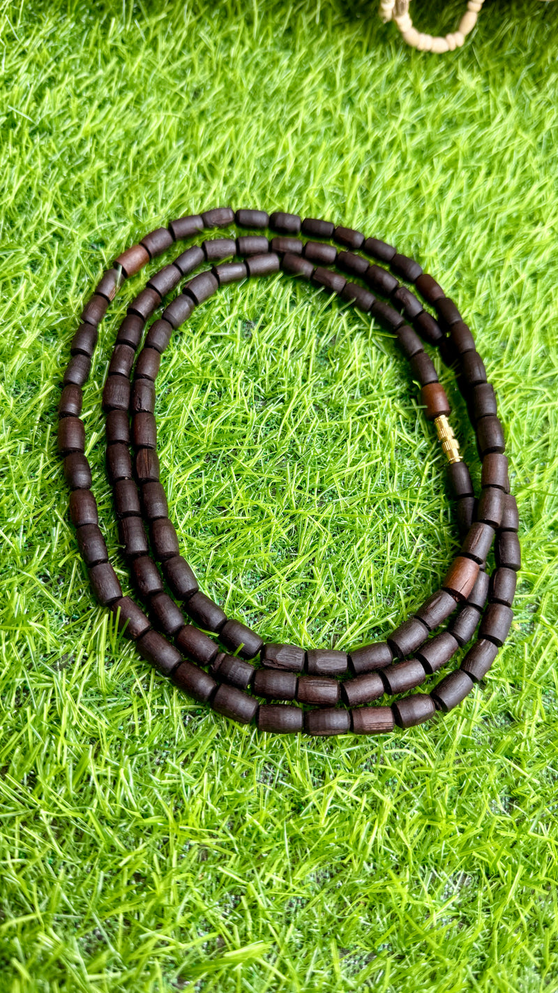 Original Black Tulsi Kanthi Mala – 3 Round | Natural Tulsi Wood Beads | Spiritual Mala