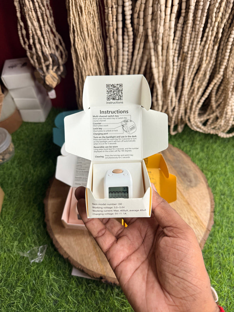 Rechargeable Digital Japa Counter Machine – 60 Lakh Counting | Noise-Less Naam Japa Counter | Type-C Charging | Radha Naam, Hare Krishna & Ram Naam