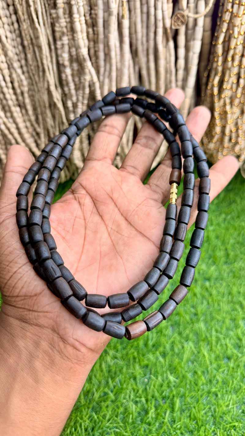Original Black Tulsi Kanthi Mala – 3 Round | Natural Tulsi Wood Beads | Spiritual Mala