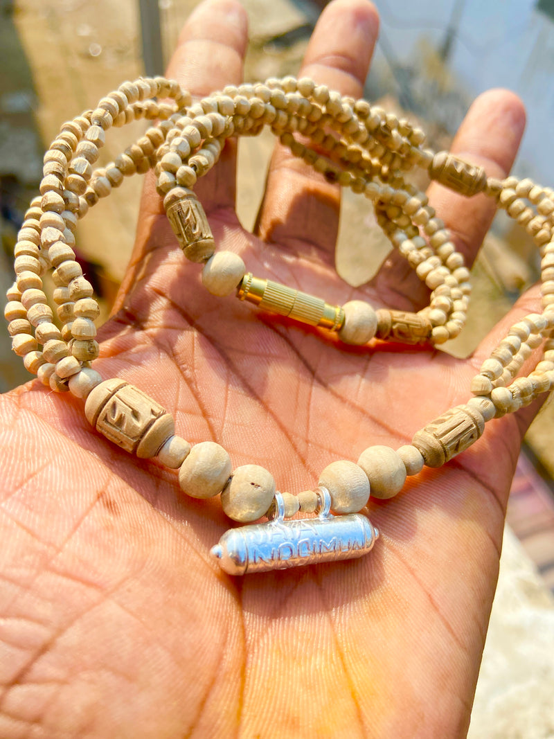 Silver Kavch Fill With Brajraj and 4 Layers Original Tulsi 🌿 Mala ( 18 Inch ) pyarovrindavanstore