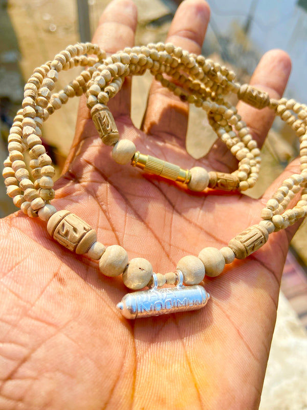 Silver Kavch Fill With Brajraj and 4 Layers Original Tulsi 🌿 Mala ( 18 Inch ) pyarovrindavanstore