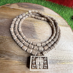 3 Round Shri ji Charan Bhaktmaal Locket & Radha Name Handcrafted Tulsi Beads Kanthi Mala