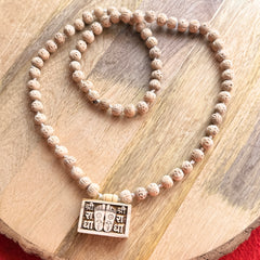 Shree Radha Naam & Radha Ji Charan Chinh Bhaktmal Locket Handmade Original Tulsi Mala | Pyaro Vrindavan Store