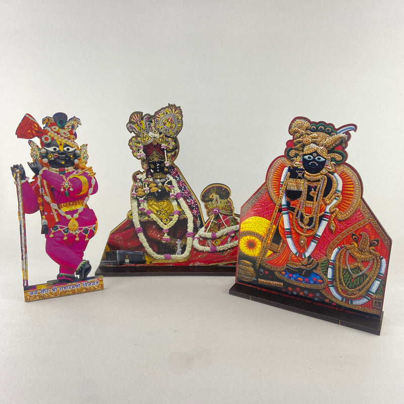 Vrindavan k ( 3 Thakur Radha Raman ji Radha Vallabh Ji Banke Bihari Ji ) Mdf cut out ( 6 inch )