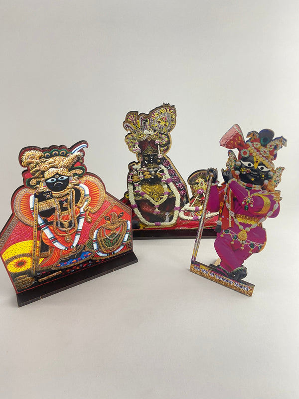 Vrindavan k ( 3 Thakur Radha Raman ji Radha Vallabh Ji Banke Bihari Ji ) Mdf cut out ( 6 inch )