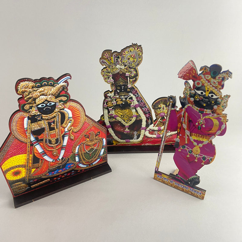 Vrindavan k ( 3 Thakur Radha Raman ji Radha Vallabh Ji Banke Bihari Ji ) Mdf cut out ( 6 inch )