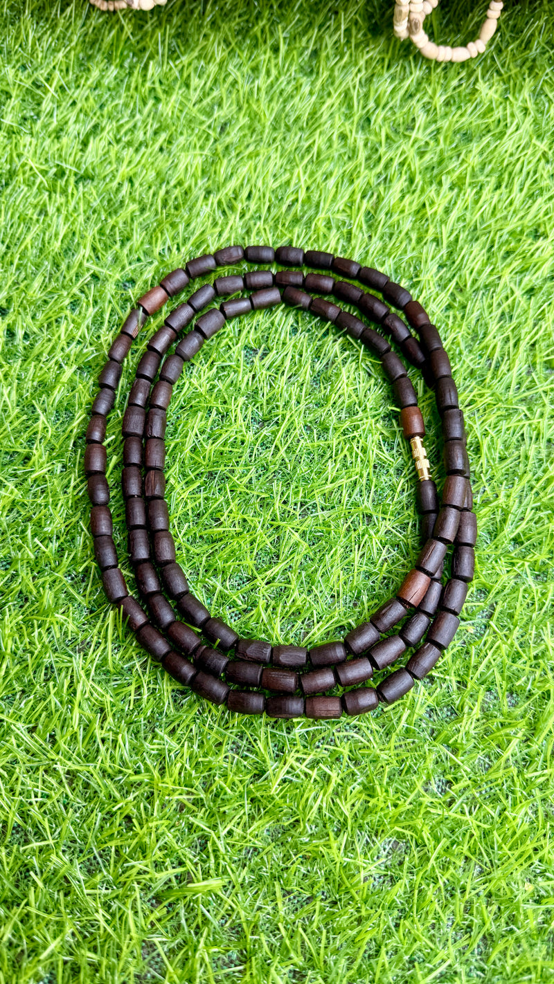 Original Black Tulsi Kanthi Mala – 3 Round | Natural Tulsi Wood Beads | Spiritual Mala