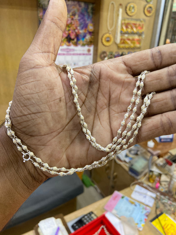 2 Round Silver original Tulsi Kanti Mala(32 inch) original Tulsi Kanti Mala pyarovrindavanstore￼